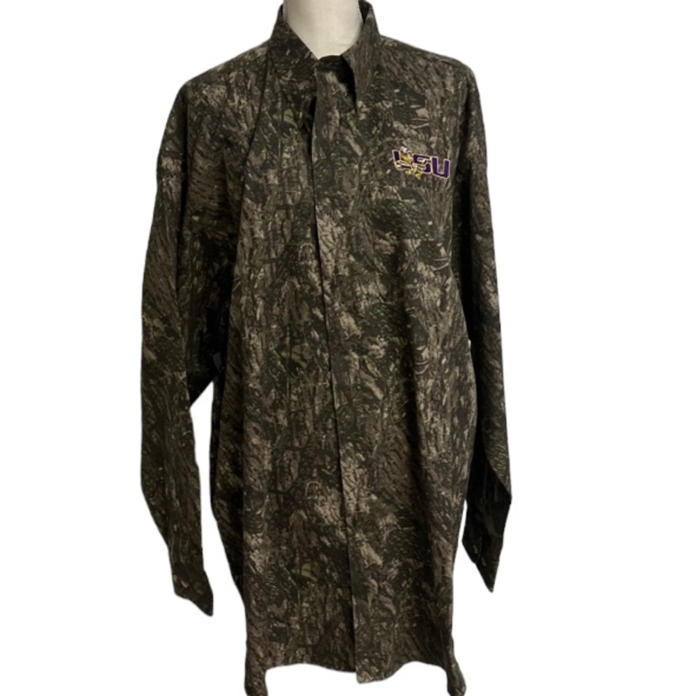 Vintage LSU Tiger Hill Long Sleeve Camouflage Button Down Men’s Plus Size XXL - Picture 3 of 10